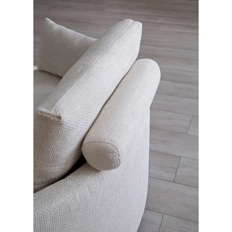 Beige Linen Foldable Floor Sofa Bed with 3 Pillows & Washable Cover – 1-2 Person