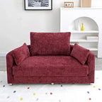 Beige Linen Foldable Floor Sofa Bed with 3 Pillows & Washable Cover – 1-2 Person