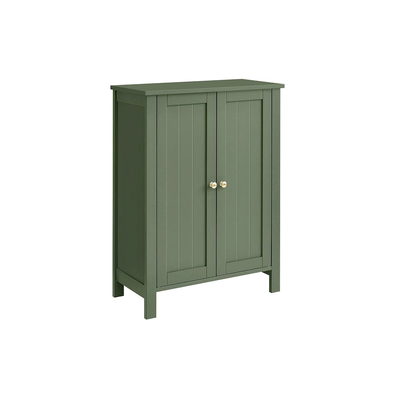 Forest Green MDF Bathroom Storage Cabinet with 2 Adjustable Shelves & Beadboard Doors