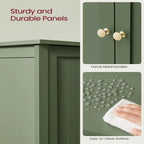 Forest Green MDF Bathroom Storage Cabinet with 2 Adjustable Shelves & Beadboard Doors