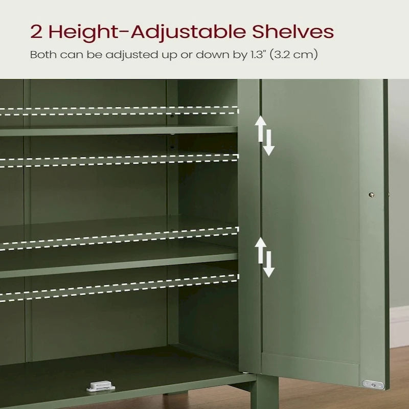 Forest Green MDF Bathroom Storage Cabinet with 2 Adjustable Shelves & Beadboard Doors