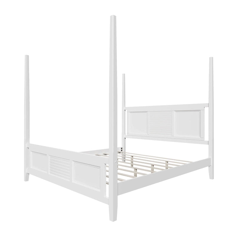 White King Size Four-Poster Bed with 75-Inch Posts – 2 Person