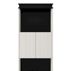 Black & White Full Size Wall Murphy Bed with Fold-Down Desk & Storage Shelves – 1 Person