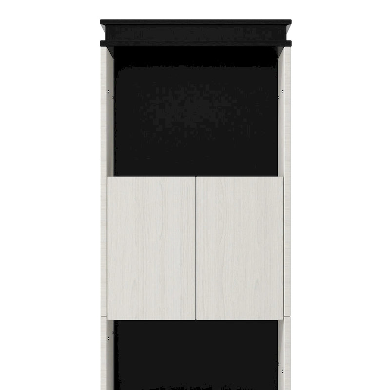 Black & White Full Size Wall Murphy Bed with Fold-Down Desk & Storage Shelves – 1 Person