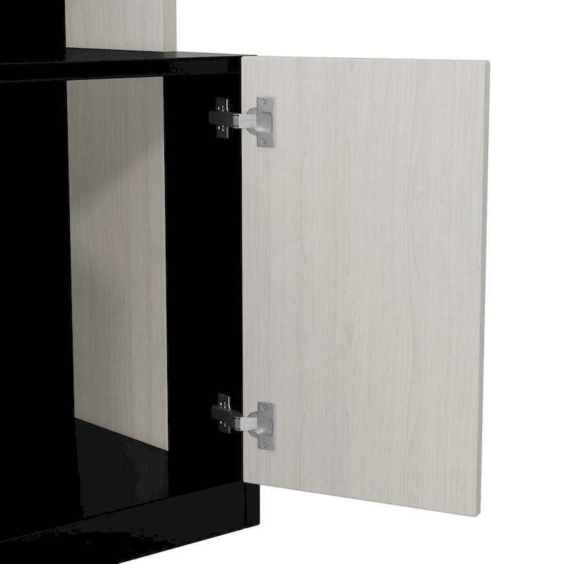 Black & White Full Size Wall Murphy Bed with Fold-Down Desk & Storage Shelves – 1 Person