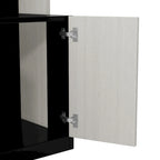 Black & White Full Size Wall Murphy Bed with Fold-Down Desk & Storage Shelves – 1 Person