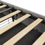 Light Grey Full Size Linen Platform Bed with RGB LED Headboard & 4 Storage Drawers – 2 Person