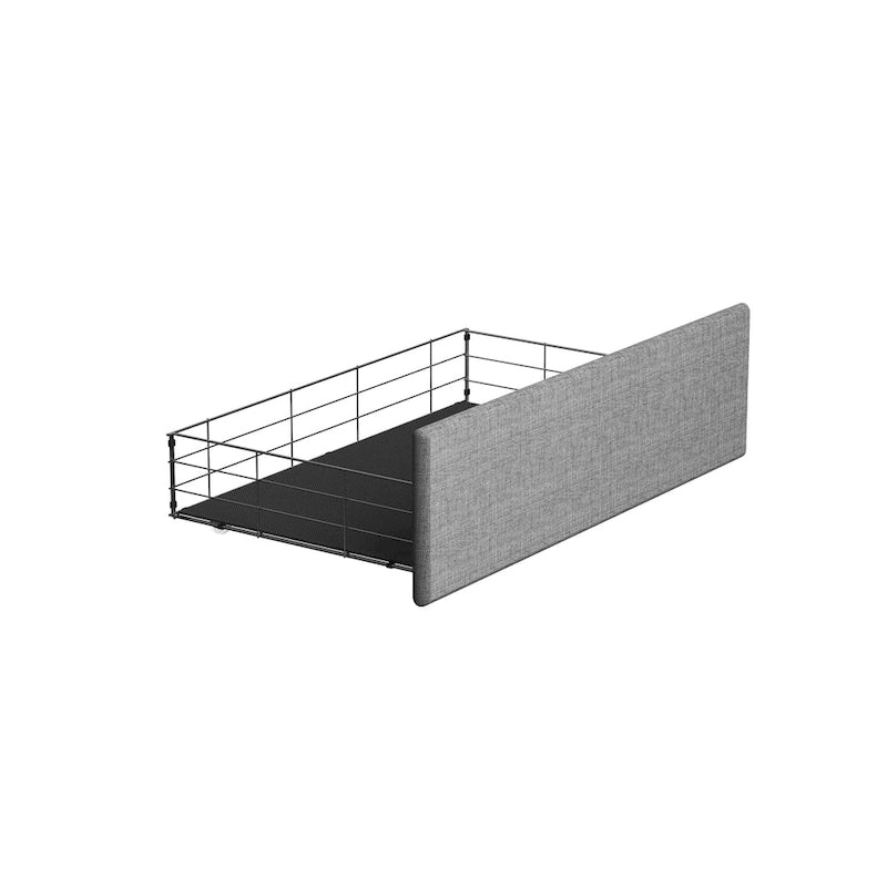 Light Grey Full Size Linen Platform Bed with RGB LED Headboard & 4 Storage Drawers – 2 Person