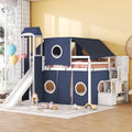 Blue / Pink Full Size Castle Playhouse Loft Bed with Window Cutouts & Fence Railings – 1 Person
