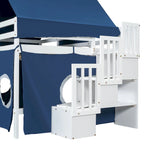 Blue / Pink Full Size Castle Playhouse Loft Bed with Window Cutouts & Fence Railings – 1 Person