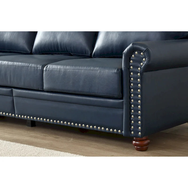 Navy Blue / Burgundy / Black / Grey Velvet Chesterfield Sofa with Button Tufting & Gold Trim – 3 Person