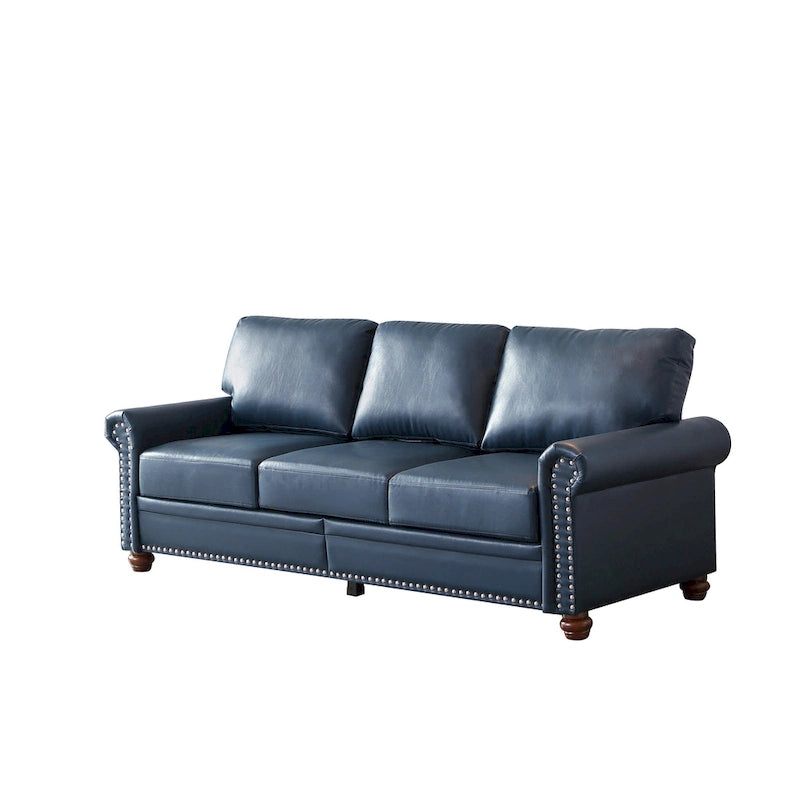 Navy Blue / Burgundy / Black / Grey Velvet Chesterfield Sofa with Button Tufting & Gold Trim – 3 Person