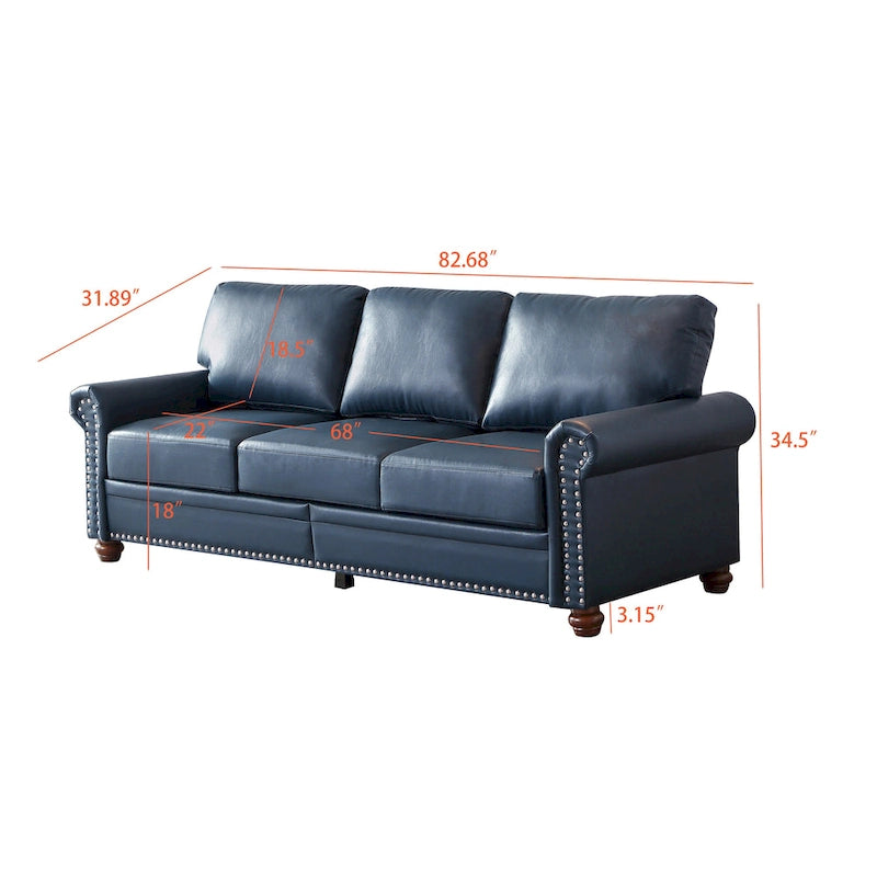 Navy Blue / Burgundy / Black / Grey Velvet Chesterfield Sofa with Button Tufting & Gold Trim – 3 Person