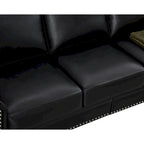 Navy Blue / Burgundy / Black / Grey Velvet Chesterfield Sofa with Button Tufting & Gold Trim – 3 Person
