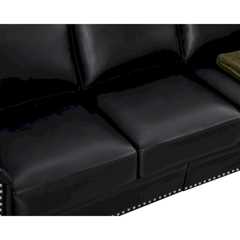 Navy Blue / Burgundy / Black / Grey Velvet Chesterfield Sofa with Button Tufting & Gold Trim – 3 Person