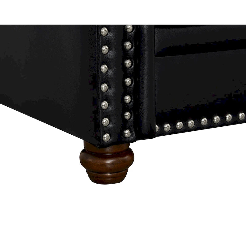 Navy Blue / Burgundy / Black / Grey Velvet Chesterfield Sofa with Button Tufting & Gold Trim – 3 Person