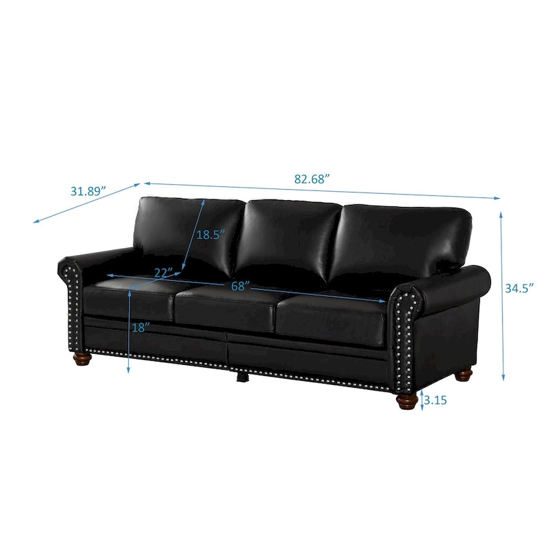 Navy Blue / Burgundy / Black / Grey Velvet Chesterfield Sofa with Button Tufting & Gold Trim – 3 Person