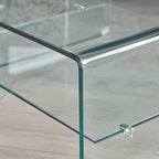 Clear Tempered Glass Square Coffee Table with Lower Shelf