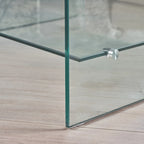 Clear Tempered Glass Square Coffee Table with Lower Shelf