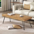 Natural Ash Veneer Rectangular Coffee Table with Metal Legs