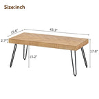 Natural Ash Veneer Rectangular Coffee Table with Metal Legs