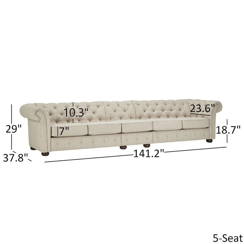 Fabric Button-Tufted Modular Chesterfield Sofa – 4 / 5 / 6 Seat