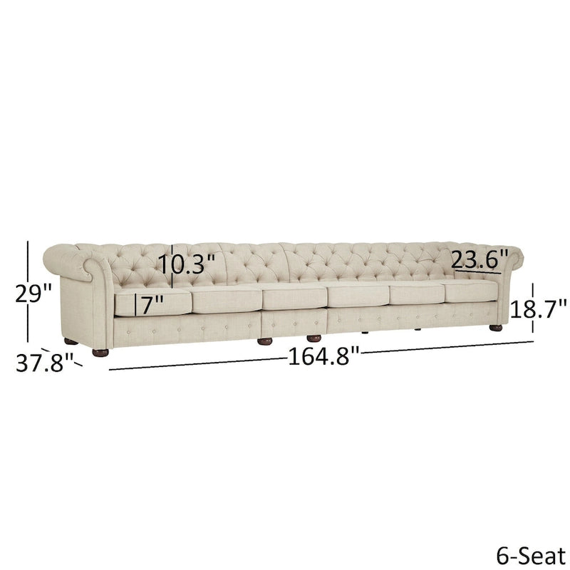 Fabric Button-Tufted Modular Chesterfield Sofa – 4 / 5 / 6 Seat