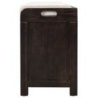 Espresso / Navy / White Acacia Wood Storage Bench with Cushion, 2 Drawers & Removable Basket – 2 Person