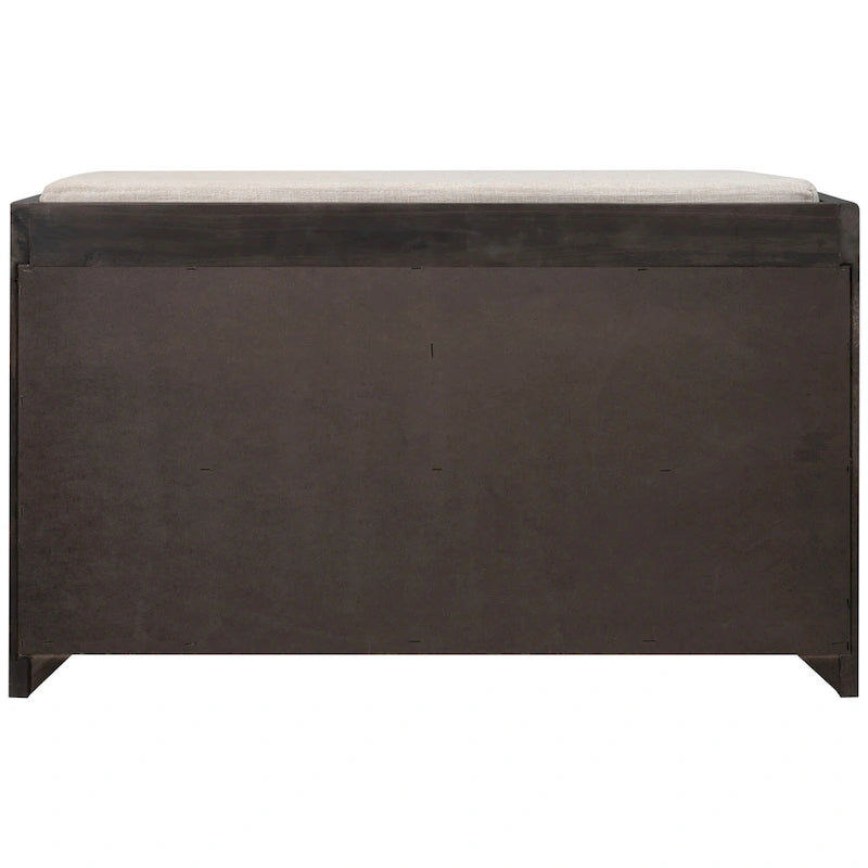 Espresso / Navy / White Acacia Wood Storage Bench with Cushion, 2 Drawers & Removable Basket – 2 Person