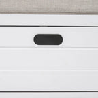 Espresso / Navy / White Acacia Wood Storage Bench with Cushion, 2 Drawers & Removable Basket – 2 Person