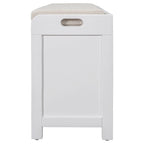 Espresso / Navy / White Acacia Wood Storage Bench with Cushion, 2 Drawers & Removable Basket – 2 Person
