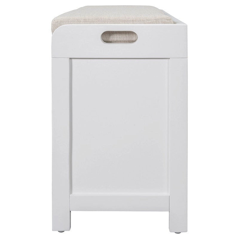 Espresso / Navy / White Acacia Wood Storage Bench with Cushion, 2 Drawers & Removable Basket – 2 Person