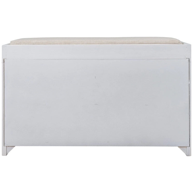 Espresso / Navy / White Acacia Wood Storage Bench with Cushion, 2 Drawers & Removable Basket – 2 Person
