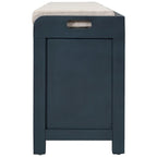 Espresso / Navy / White Acacia Wood Storage Bench with Cushion, 2 Drawers & Removable Basket – 2 Person