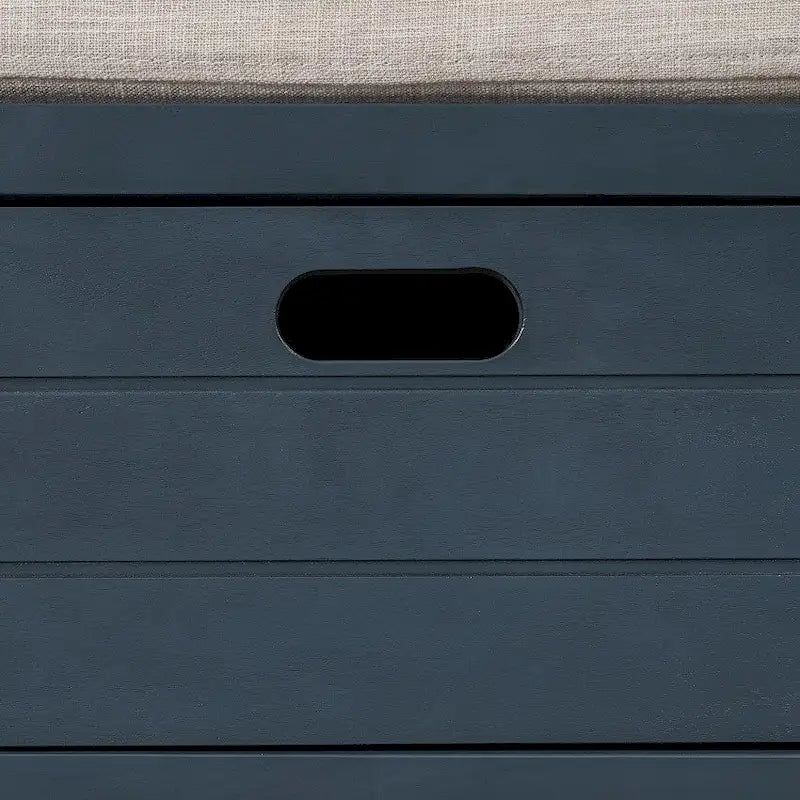 Espresso / Navy / White Acacia Wood Storage Bench with Cushion, 2 Drawers & Removable Basket – 2 Person