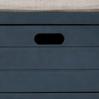Espresso / Navy / White Acacia Wood Storage Bench with Cushion, 2 Drawers & Removable Basket – 2 Person