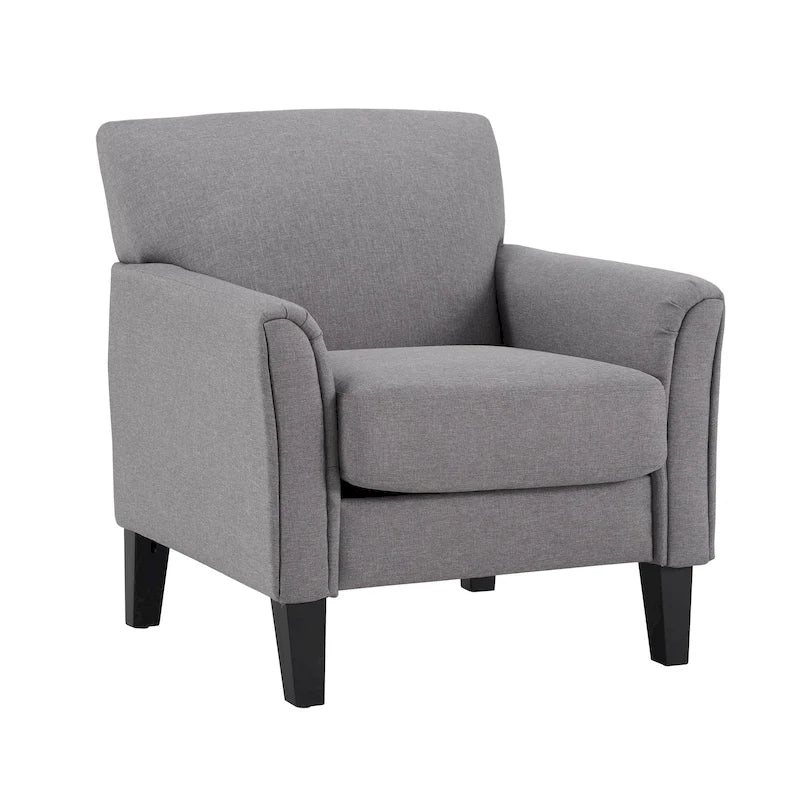 Modern Flared-Arm Accent Chair – Grey / Charcoal / White / Dark Brown – 1 Person