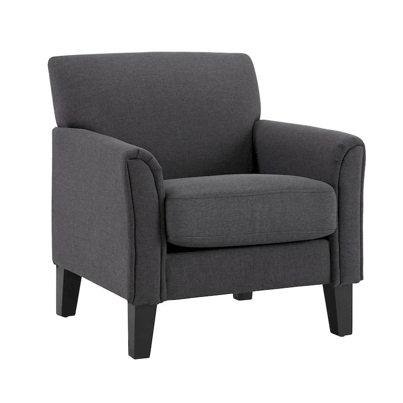 Modern Flared-Arm Accent Chair – Grey / Charcoal / White / Dark Brown – 1 Person