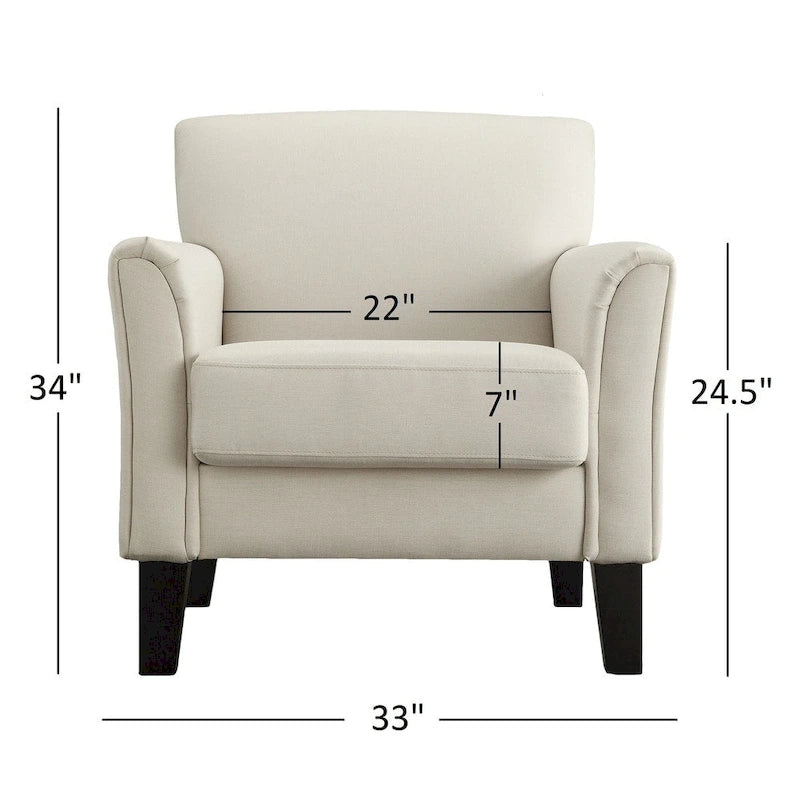 Modern Flared-Arm Accent Chair – Grey / Charcoal / White / Dark Brown – 1 Person