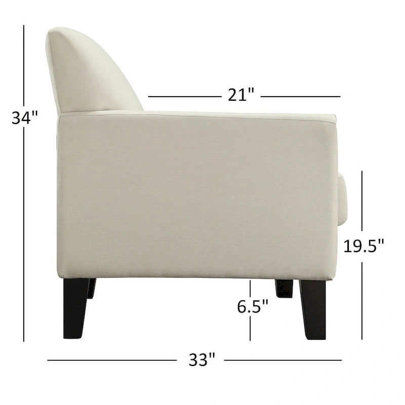 Modern Flared-Arm Accent Chair – Grey / Charcoal / White / Dark Brown – 1 Person