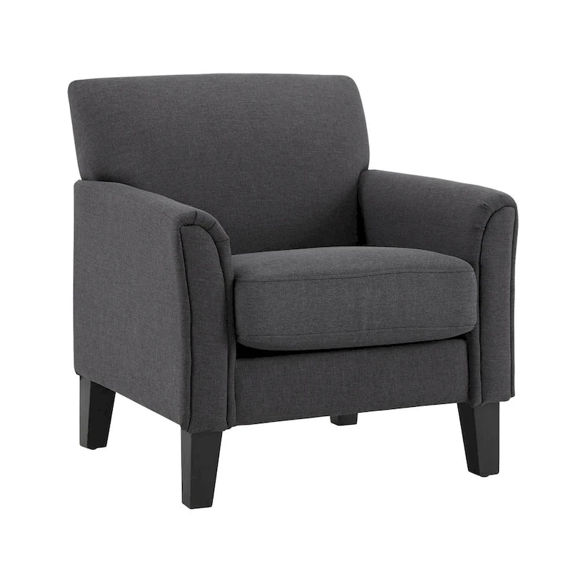 Modern Flared-Arm Accent Chair – Grey / Charcoal / White / Dark Brown – 1 Person