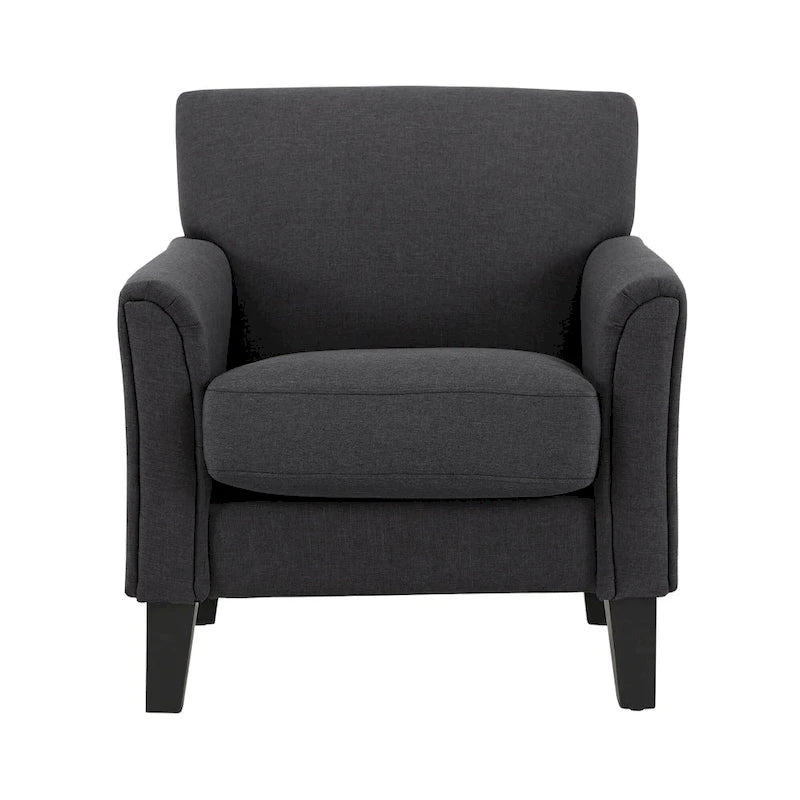 Modern Flared-Arm Accent Chair – Grey / Charcoal / White / Dark Brown – 1 Person