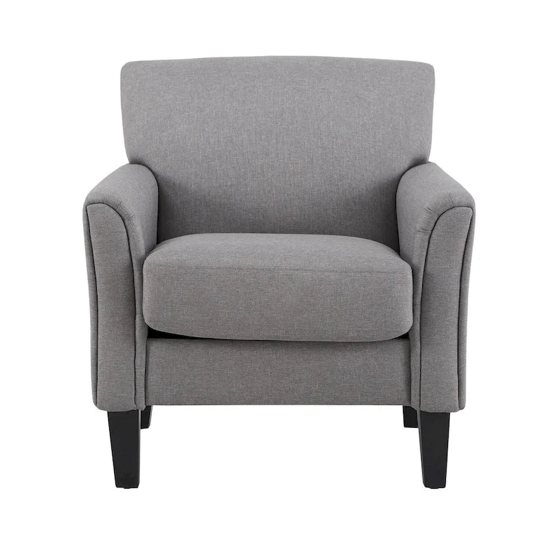 Modern Flared-Arm Accent Chair – Grey / Charcoal / White / Dark Brown – 1 Person
