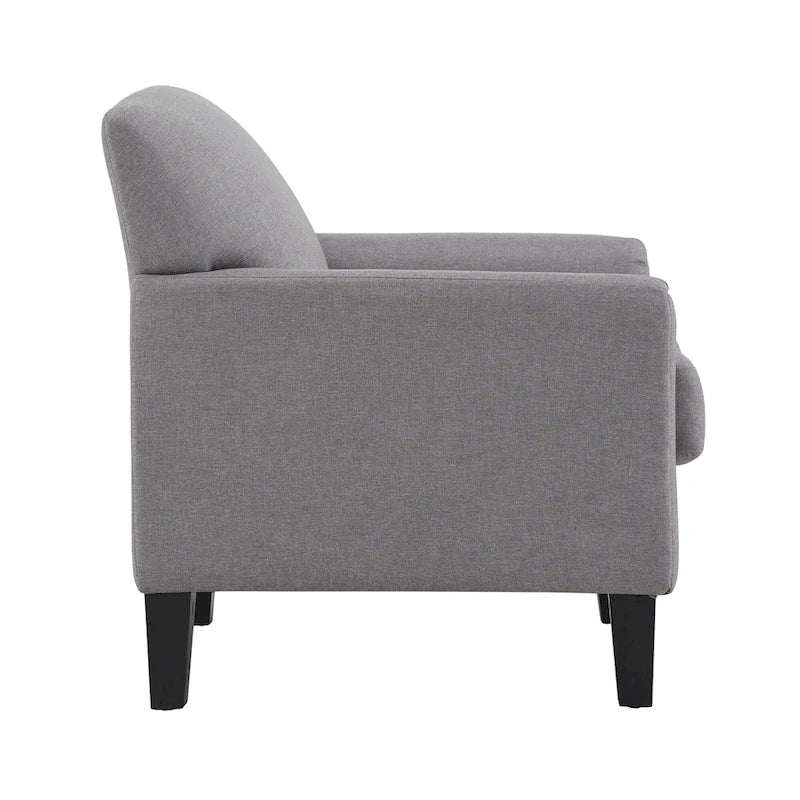 Modern Flared-Arm Accent Chair – Grey / Charcoal / White / Dark Brown – 1 Person