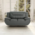 Grey / Red / Camel / Black / White Bonded Leather Loveseat with Pillow Top Arms & Steel Legs – 2 Person