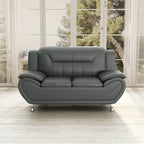 Grey / Red / Camel / Black / White Bonded Leather Loveseat with Pillow Top Arms & Steel Legs – 2 Person