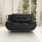 Grey / Red / Camel / Black / White Bonded Leather Loveseat with Pillow Top Arms & Steel Legs – 2 Person