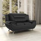 Grey / Red / Camel / Black / White Bonded Leather Loveseat with Pillow Top Arms & Steel Legs – 2 Person