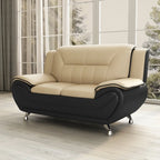 Grey / Red / Camel / Black / White Bonded Leather Loveseat with Pillow Top Arms & Steel Legs – 2 Person