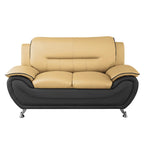 Grey / Red / Camel / Black / White Bonded Leather Loveseat with Pillow Top Arms & Steel Legs – 2 Person